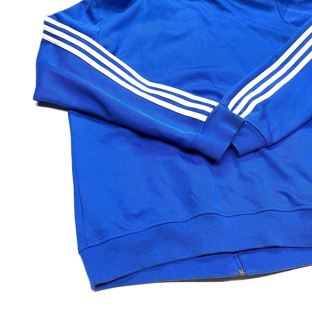Vintage Y2K Adidas Blue White Stripes Full Zip Size Large Track Jacket Clean - Picture 7 of 11